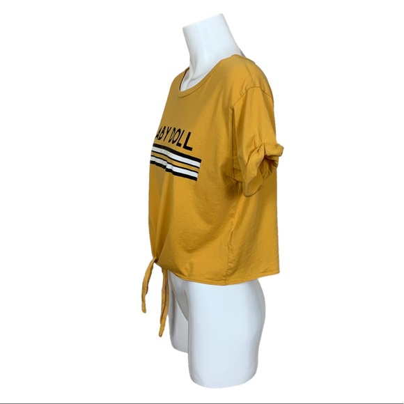 Local Lab Gold Cropped Knot Front Baby Doll Top XL - Picture 3 of 7